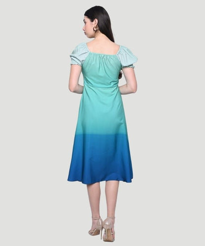 Women's Multicolor Ombre Fit & Flare Midi Dress